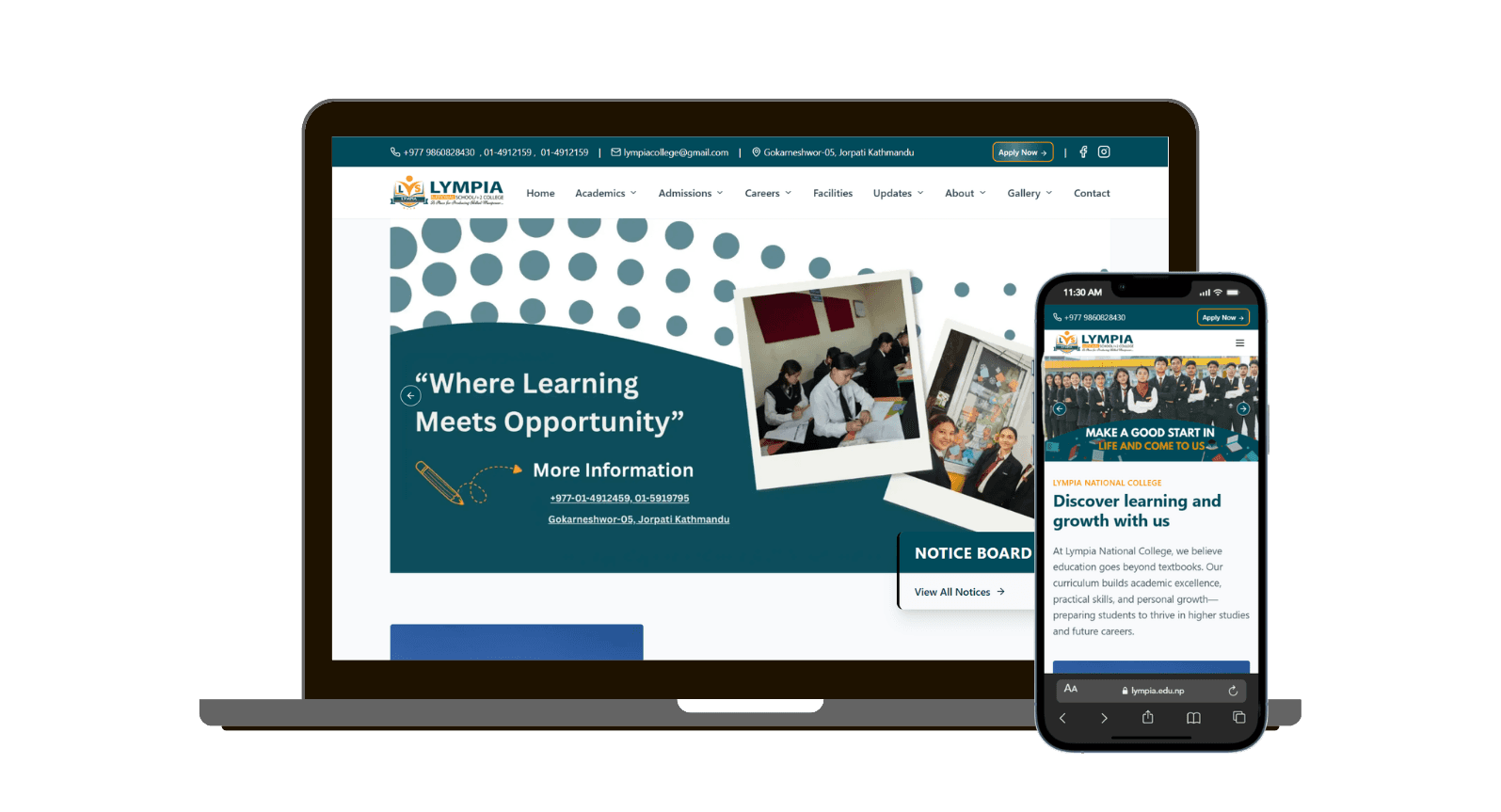 Lympia National College - School Website project showcase