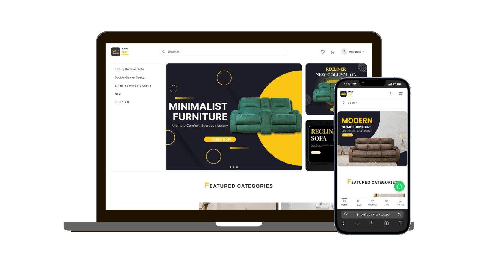 Royal Nap - E-commerce Website project showcase