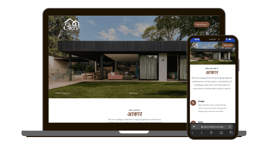 Aakar Builders - Dynamic Website project showcase