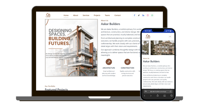 Aakar Builders - Dynamic Website project showcase