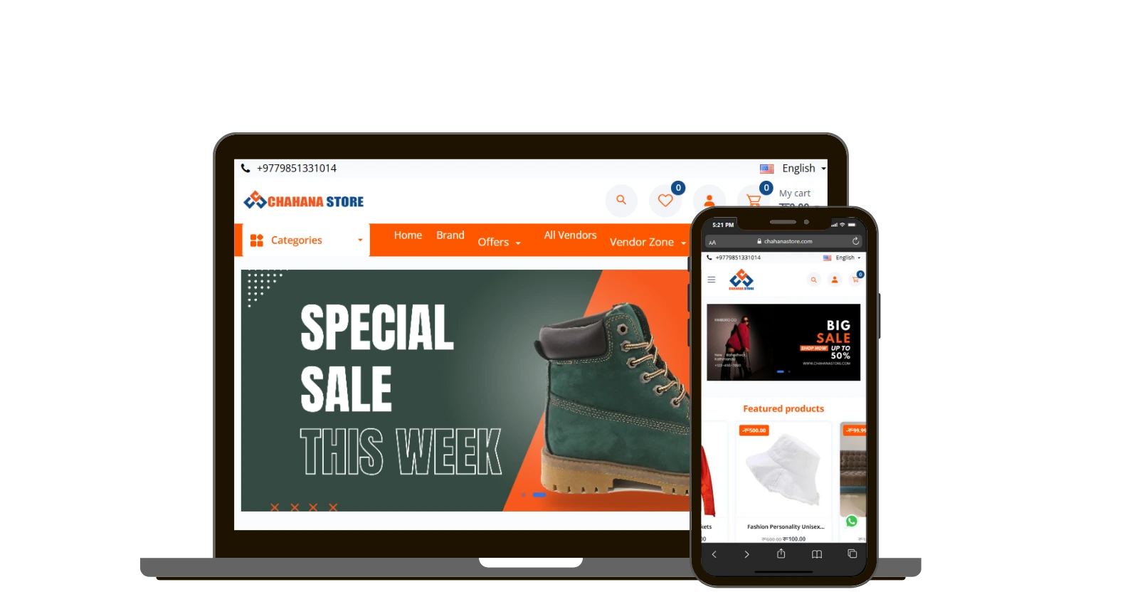 Chahana Store - Multi-Vendor Ecommerce Website & Mobile App  project showcase