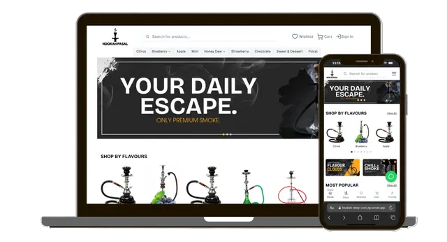 Hookah Shop - Ecommerce Website project showcase