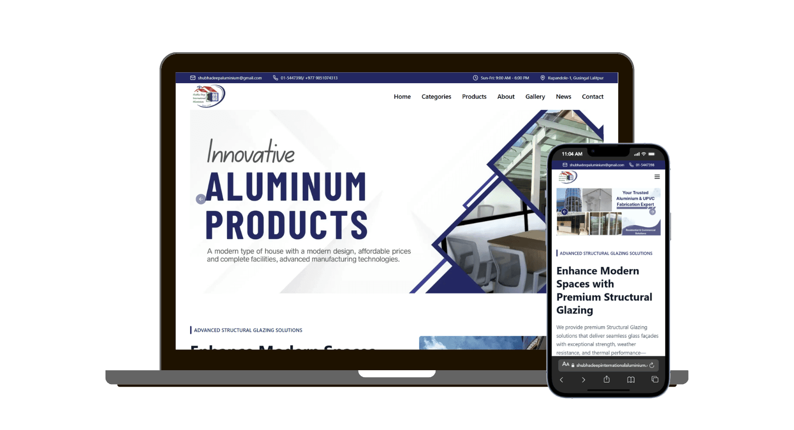 Shubha Deep Aluminium - Dynamic Website with CMS project showcase